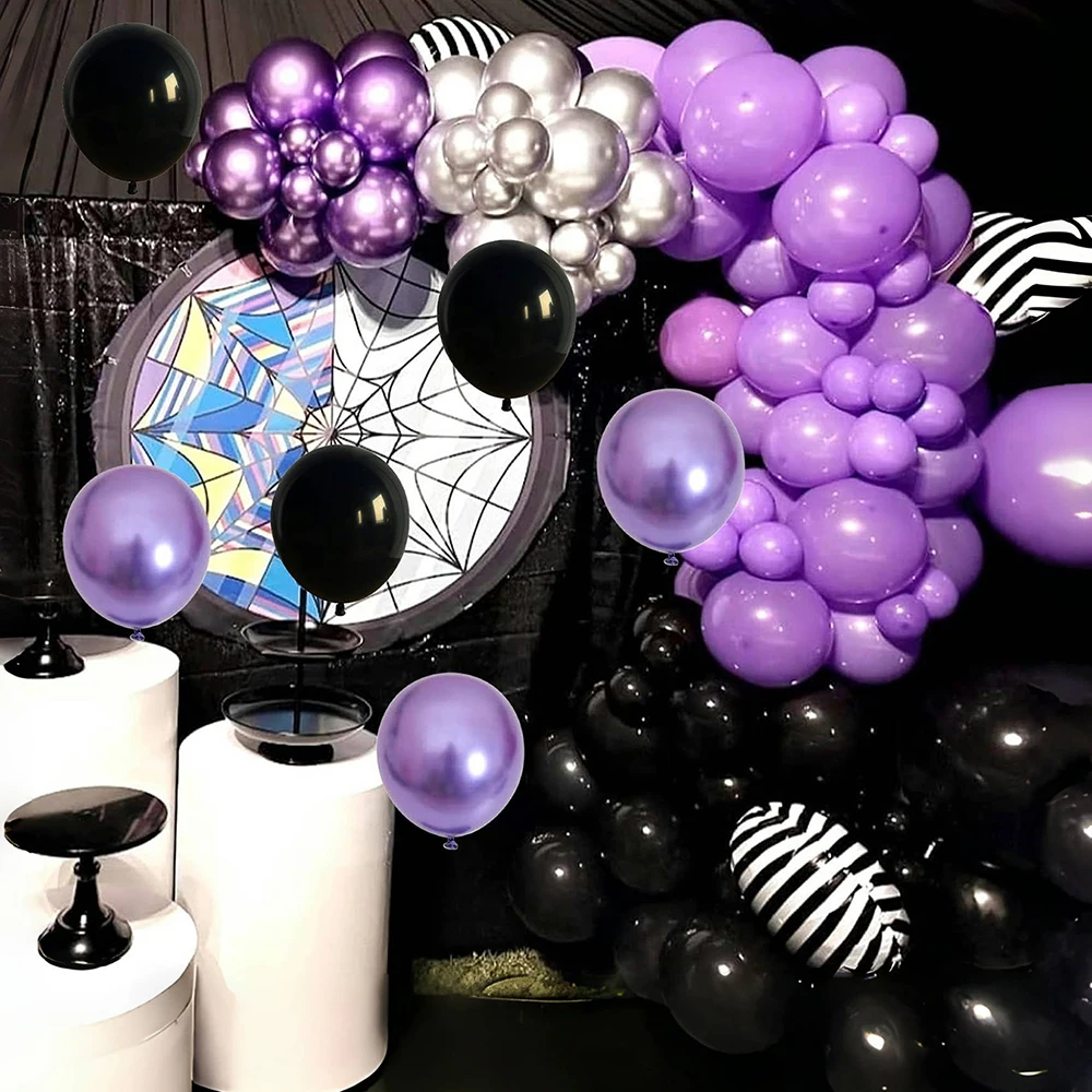 50 high-quality latex balloon sets - purple and black with confetti, perfect for birthdays, weddings, graduation ceremonies, Hal image 6