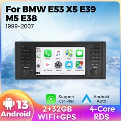 MEKEDE Android 13 Car Radio GPS Navigation Wireless CarPlay Android SWC RDS FM Audio Stereo For BMW X5 E53 E39 E38 1996 - 2004