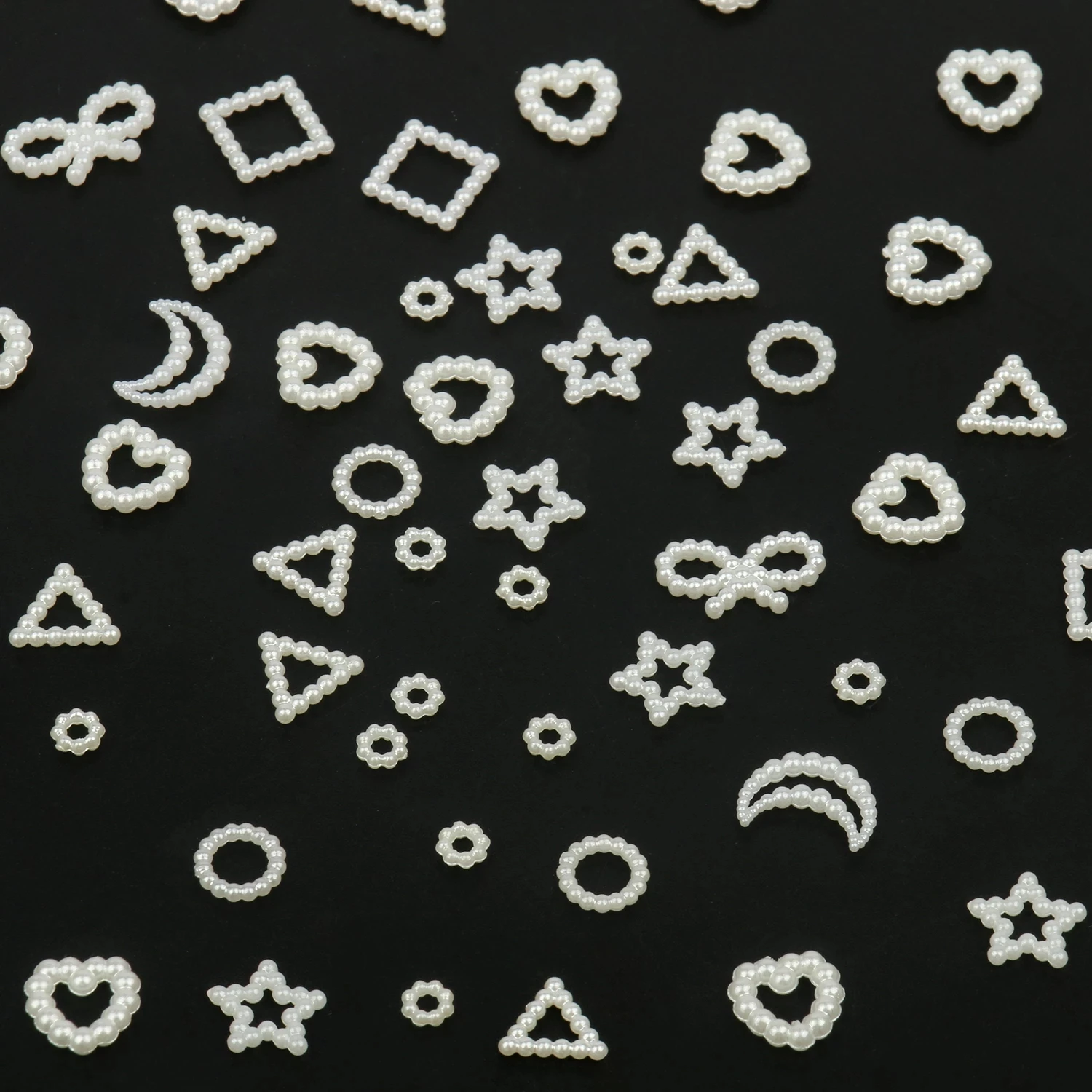 40pcs/pack Heart Star Flower Charms ABS Imitation Pearl Loose Beads Patches DIY Crafts Nail Decoration