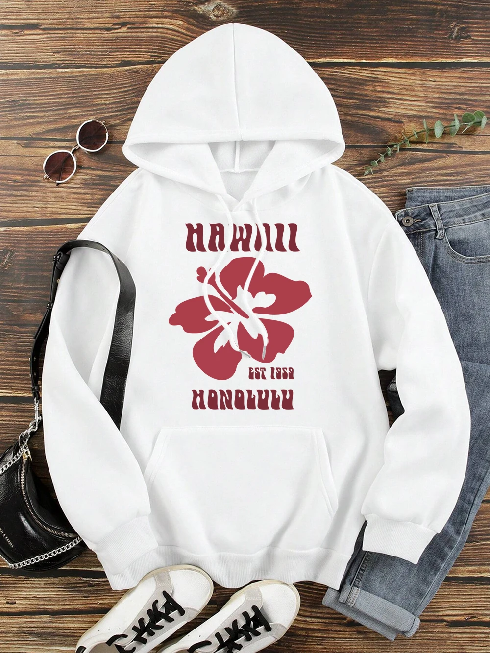 Hawaii Est 1959 Honolulu Men Women Hoodie Hip Hop Fleece Sweatshirt Casual O-Neck Pullover Hoody Fashion Warm Streetwear Couple