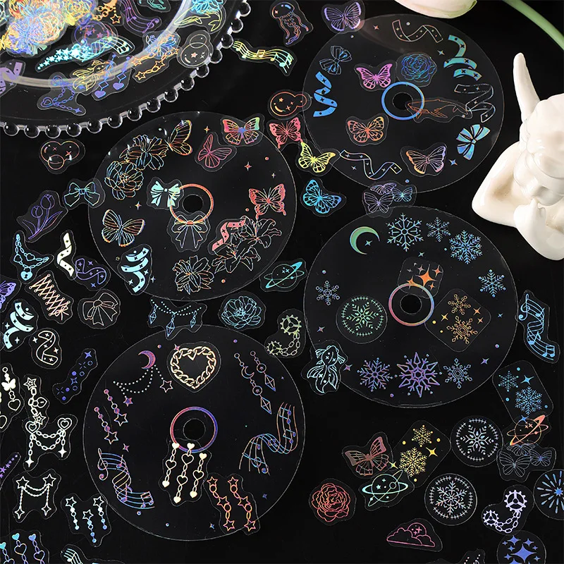 

100 листов ПЭТ 3D наклейки из серебряной фольги, стерео рельефный эффект и самоклеящаяся, для журнала «сделай сам» и деко для скрапбукинга