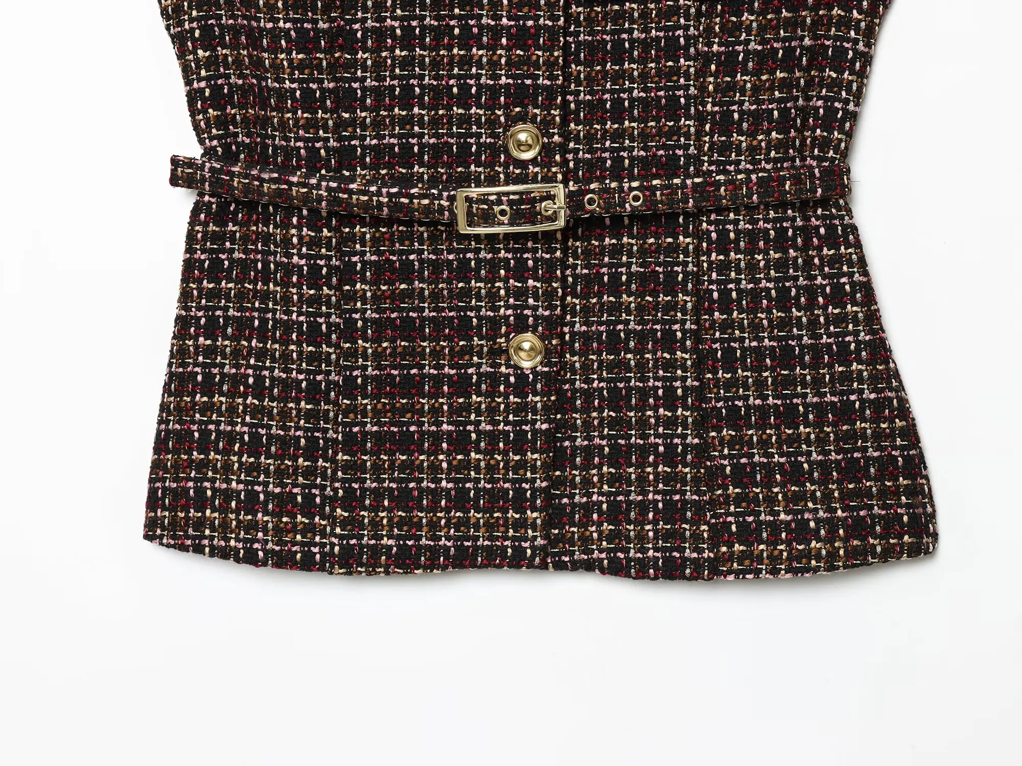 DiYiG WOMAN 2025 موضة شتاء جديدة مع حزام خشن مربع سترة دون أكمام شيك زر سترة سترة ملابس خارجية Mujer