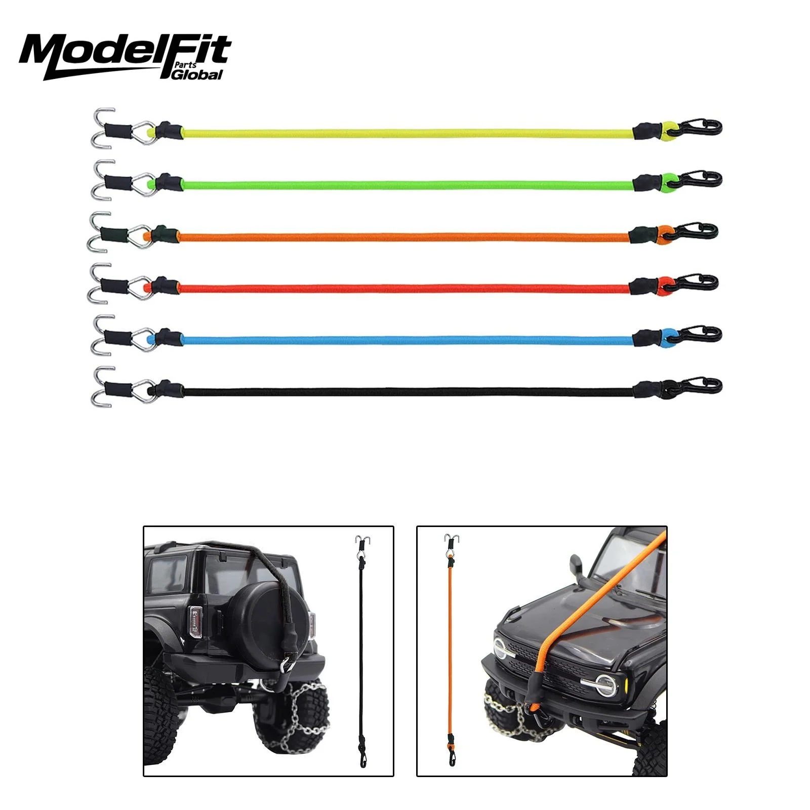Elastisches Force Escape Rope Kinetic Winch Strap mit Haken für 1/24 RC Crawler TRX4M Bronco SCX24 Power Wagon FCX24 K5 Enduro24