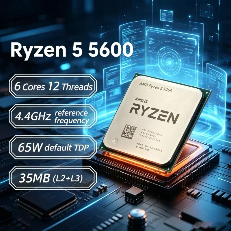 AMD R5 5600 Ryzen 5 5600 AM4 Platform Compatible 6 Cores 12 Threads 3.5GHz 65W Desktop CPU Without Box