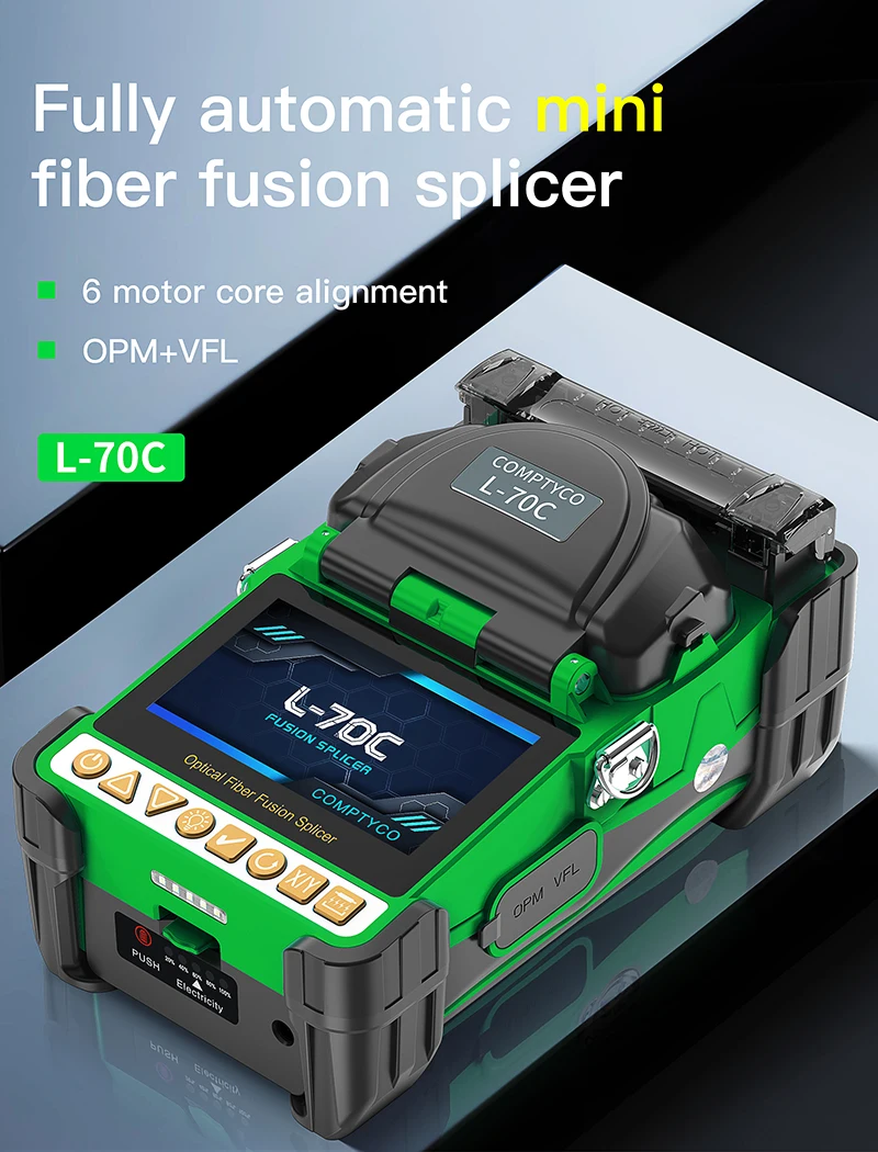 AUA-15F/L-70C Mini Fiber Optic Fusion Splicer Touch Screen 6 Motors SM/MM Optica