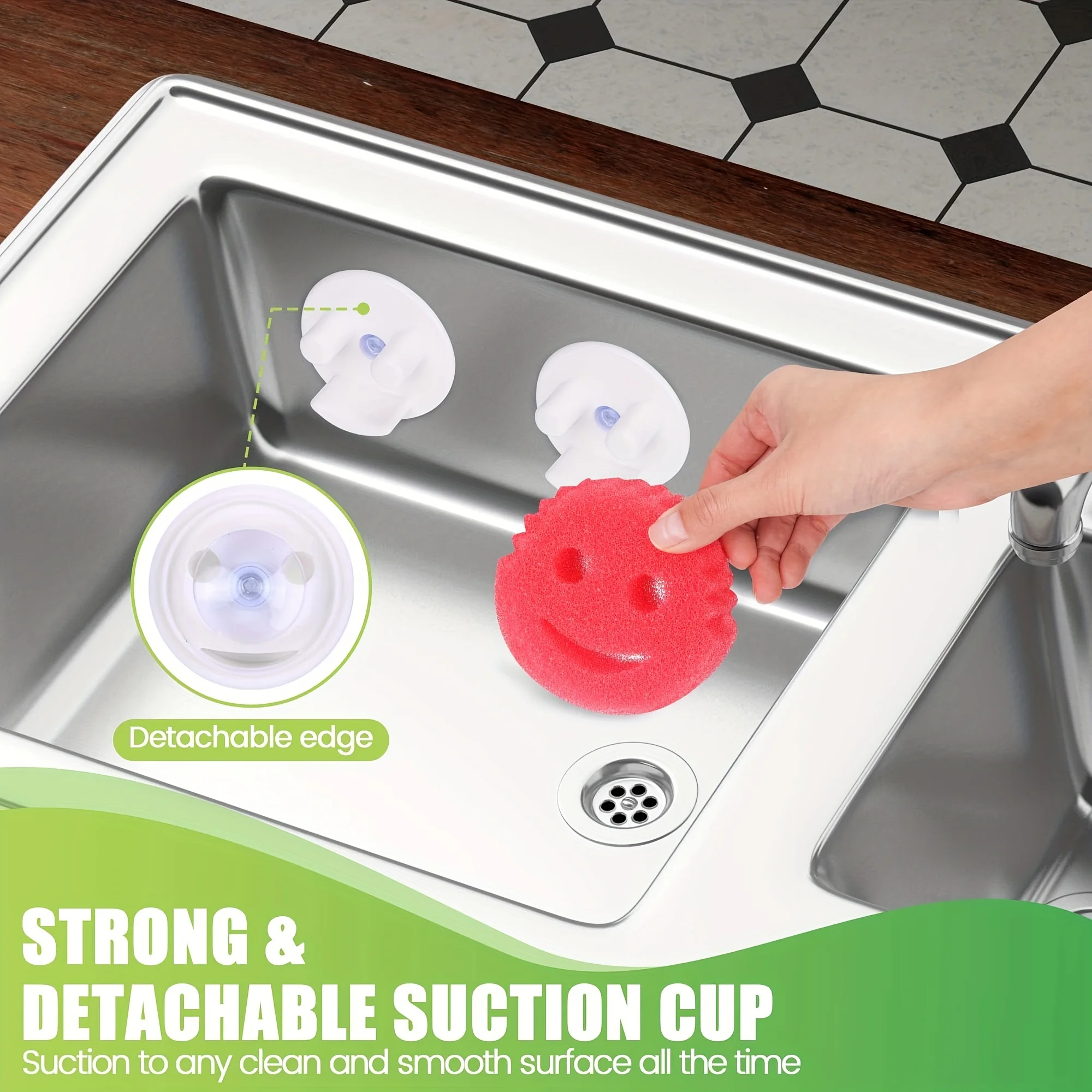 Sponge Holder,Smiley Face Sponge Holder with Suction Cup Mount,Kitchen/Bathroom Sink Sponge Storage ,for Round Sponge（No Sponge）