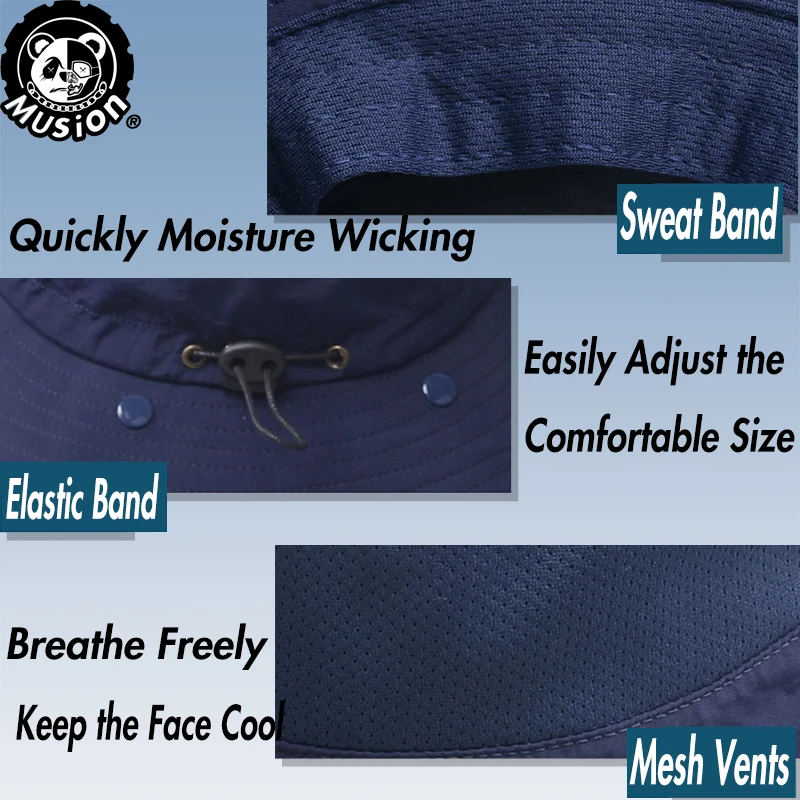 Musion Anti UV Bucket Hat Man Sun Protection Fishing Cap Fisherman Hat Detachable Breathable Face Mask Outdoor Hiking Cap view 5