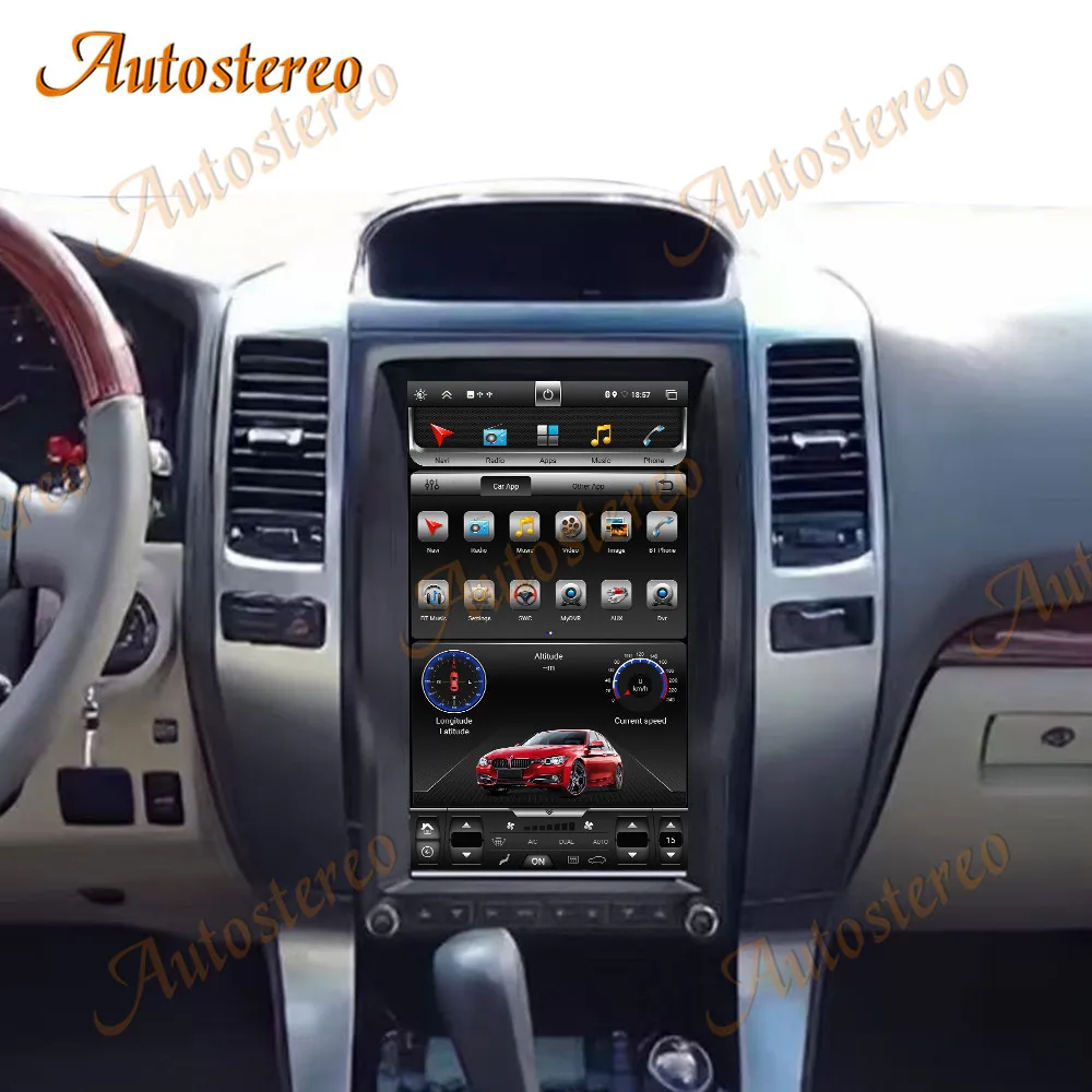 

13,6-дюймовый Android-экран Tesla Radio для Toyota Land Cruiser Prado 120/Lexus GX470 2002-2008, автомобильный GPS-навигатор, мультимедийный плеер