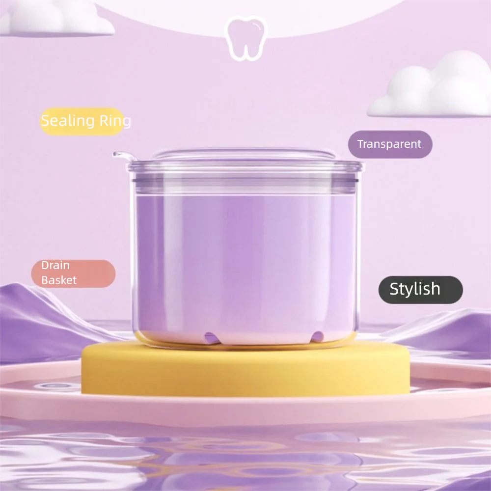 

Портативная двухслойная коробка для хранения брекетов, универсальная герметичная коробка для замачивания зубных протезов с легкой щеткой