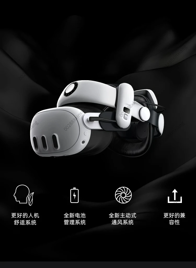S3 Pro Super Strap VR Accessories Compatible with Meta Quest 3S Head Air Conditioning Hot-swappable Battery Pack