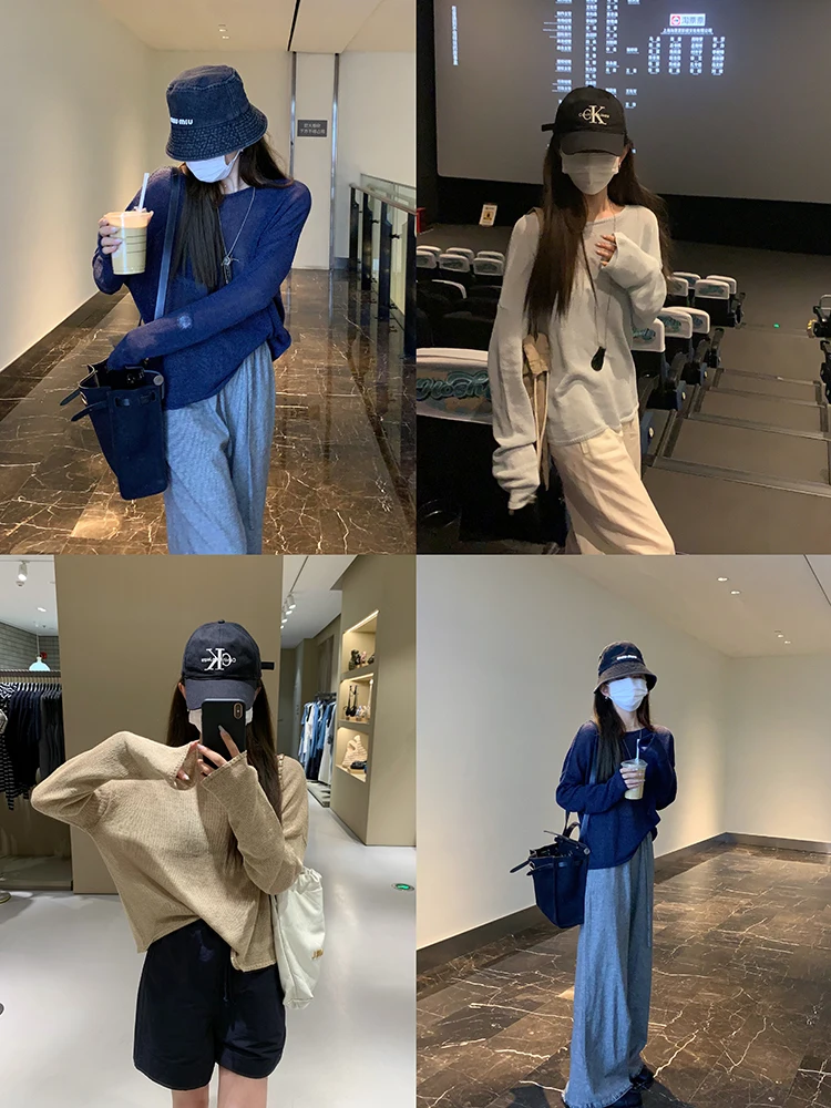 

Модная свободная рубашка с длинным рукавом для защиты от солнца, создающая ощущение расслабления, из тянь-линьского хлопка, для повседневной носки