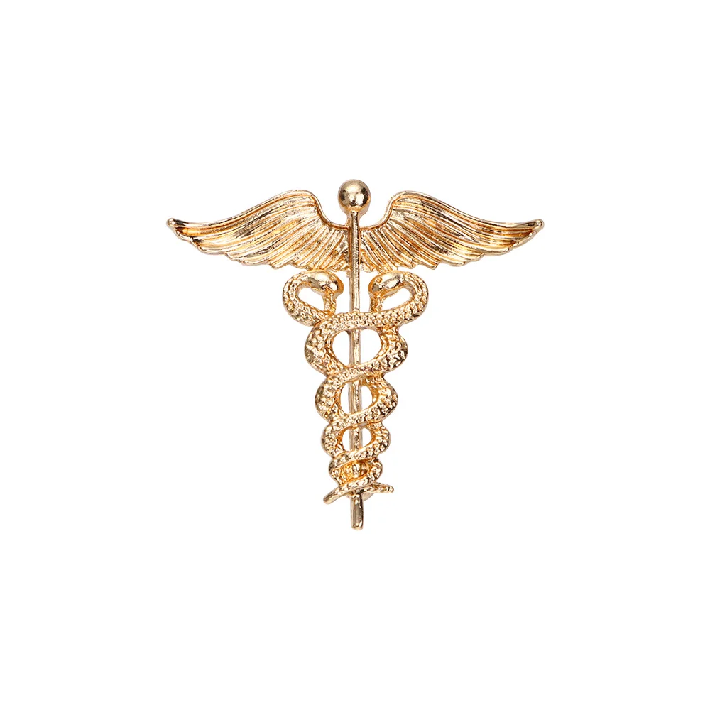 Retro Caduceus Pins Wing Snakes Badge Brooches Men Women Brooch Nurse Doctor Medical Students Jewelry Clothing Accessories