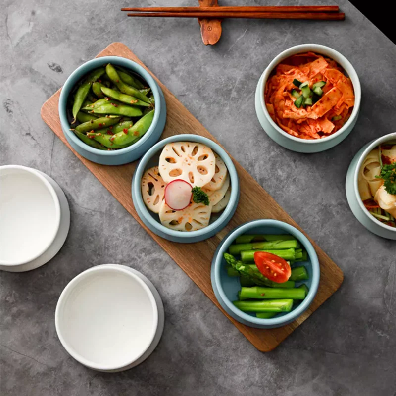 Vintage Longquan Celadon Bowl, Ceramic Bowl, Restaurant Cold Dishes, Snack Platter, Wooden Tray, Specialty Hotel Tableware Set