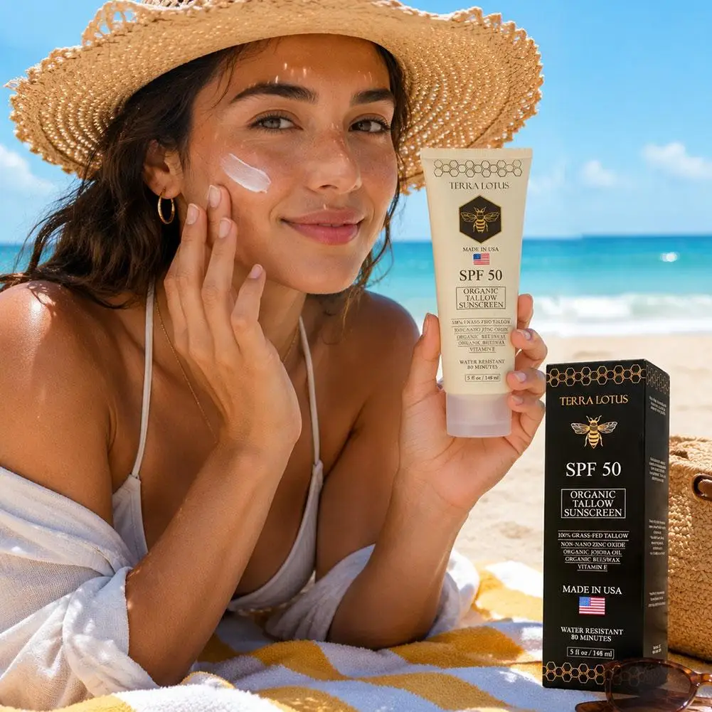 SPF50 Oxide Organic Tallow Sunscreen Vitamin E Waterproof Organic Jojoba Oil Organic Beeswax 100% Grass-Fed Tallow Skin Care