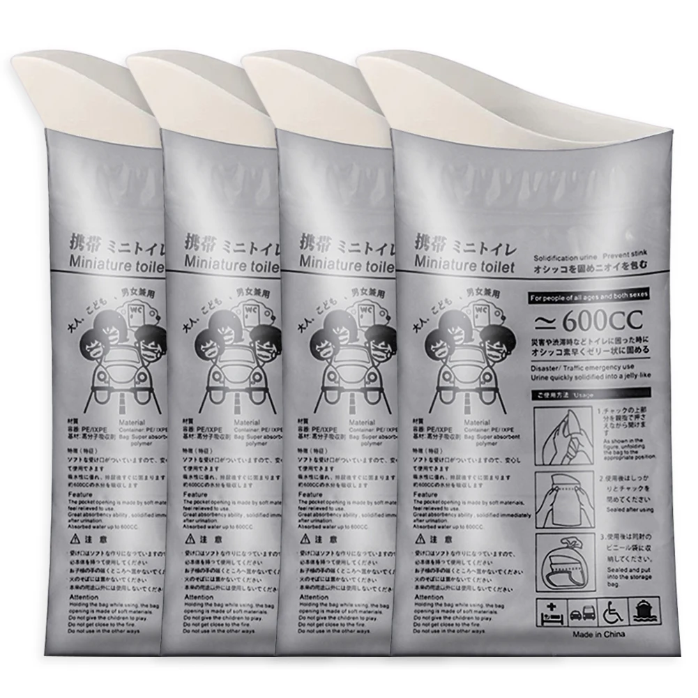 

4 шт. одноразовые мочеприемники для экстренных случаев, портативные мочеприемные пакеты 600 мл для мужчин, женщин, детей, пациентов