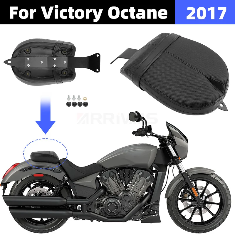 Sedile passeggero passeggero posteriore per moto cuscino in pelle PU nero per Victory ottane 2017