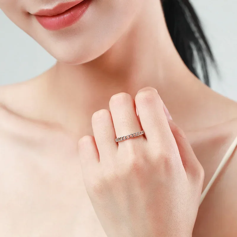 Fashion Versatile S925 Sterling Silver Fried Dough Fried Dough Twists Women's Woven Ring Simple Versatile Foldable Ring