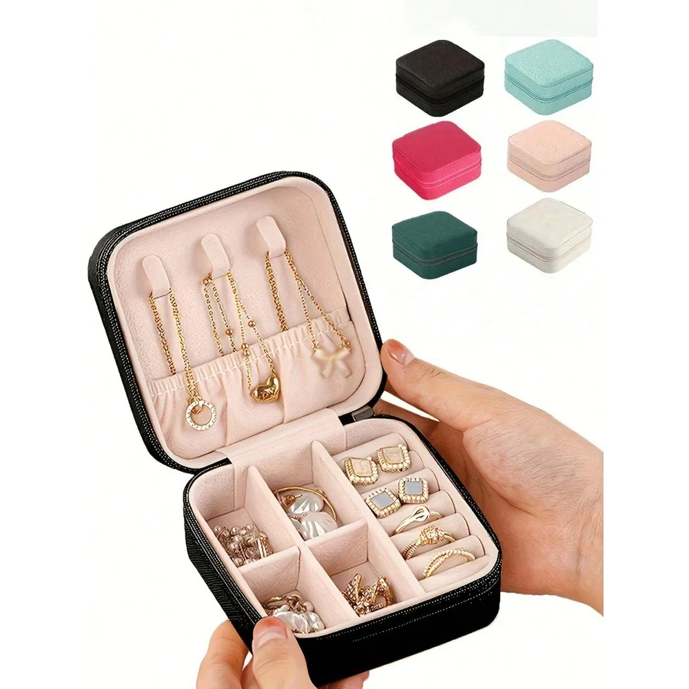 

Multifunctional Travel Jewelry Box: A High-Quality, Dust-Proof PU Organizer For Jewelry And Cosmetics. This Compact And Portable