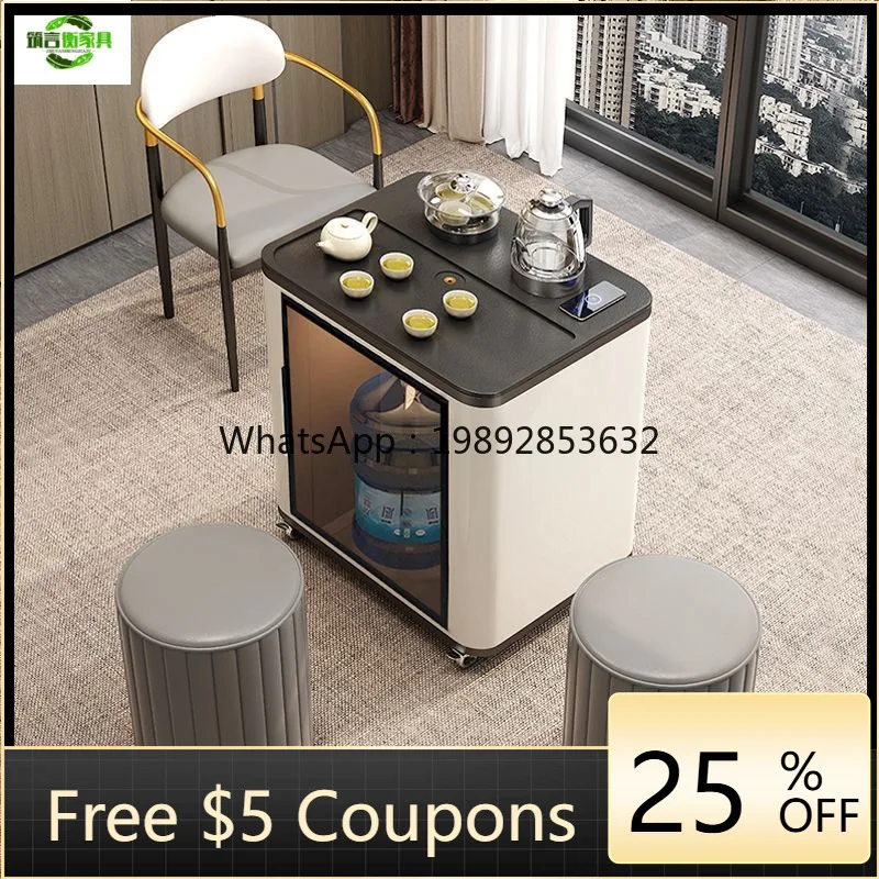 

LYY Simple Modern Fire Stone Tea Table Integrated Light Luxury Tea Table for Home Living Room Balcony Tea Cart Movable