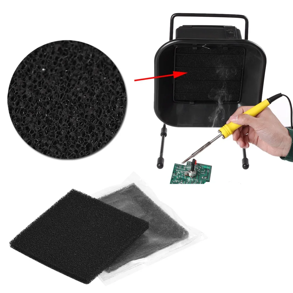 10pcs 13cm x 13cm Activated Carbon Filters Sponge Black Fume Absorber Filter Solder Extractor Filter For Fume Extractor