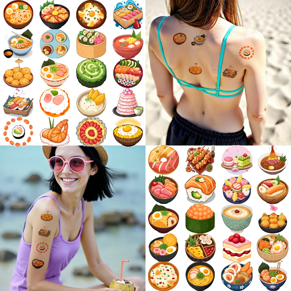 

54 шт., временные татуировки, декоративные наклейки, водонепроницаемые долговечные наклейки для тела, наклейки для еды для мальчиков, рук и девочек