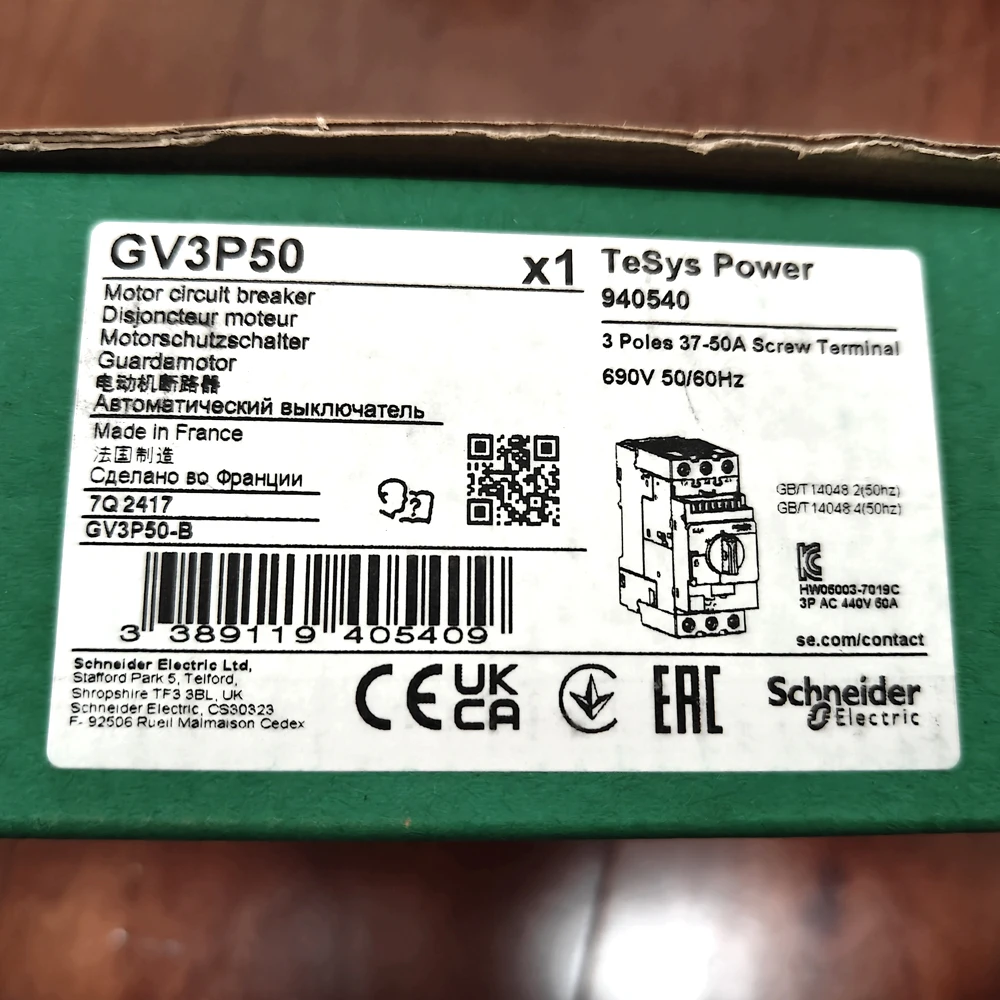 Original Schneider Electricity Accessory GV3P50 37-50A Circuit Breaker Three Poles GV3-P50 EverLink BTR Terminal Smart Switch