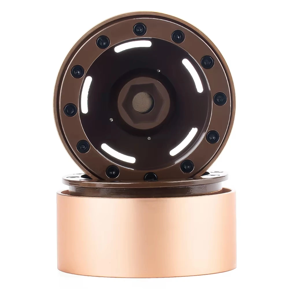 PYFORE Heavy-Duty 1.9 Inch Beadlock Metal Wheel Rim 56x27mm 12mm Hex Hub Adapter for 1/10 1/12 Scale RC Crawler Model Mod Access