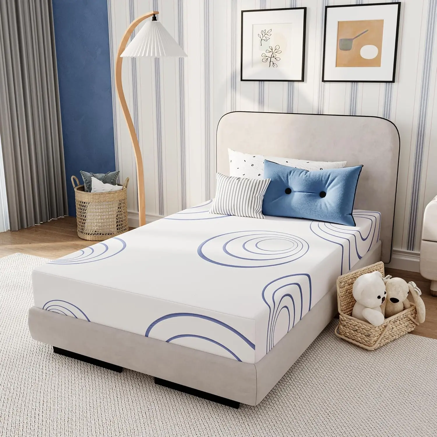 

Twin Mattress for Kids 8 Inch Charcoal Gel Cooling Memory Foam Bunk Bed Mattress in a Box Medium Fiberglass Free Mattress Made i