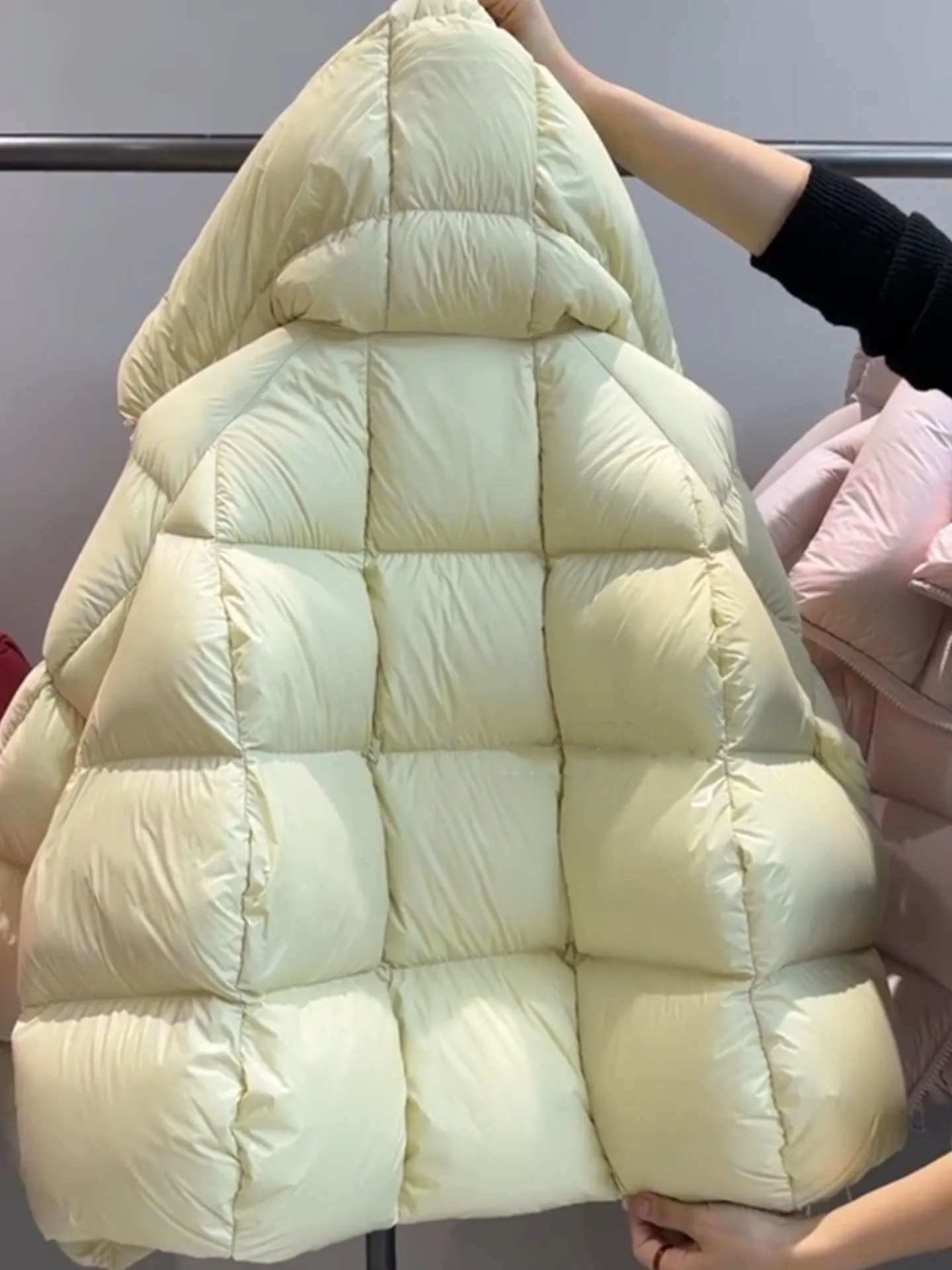 Premium ort Puffer Jaet Abrigo con capucha amarillo Cloudlike para mujer Cálido Thiened Coreano Sle Ajuste regular Commute Sle Du abajo