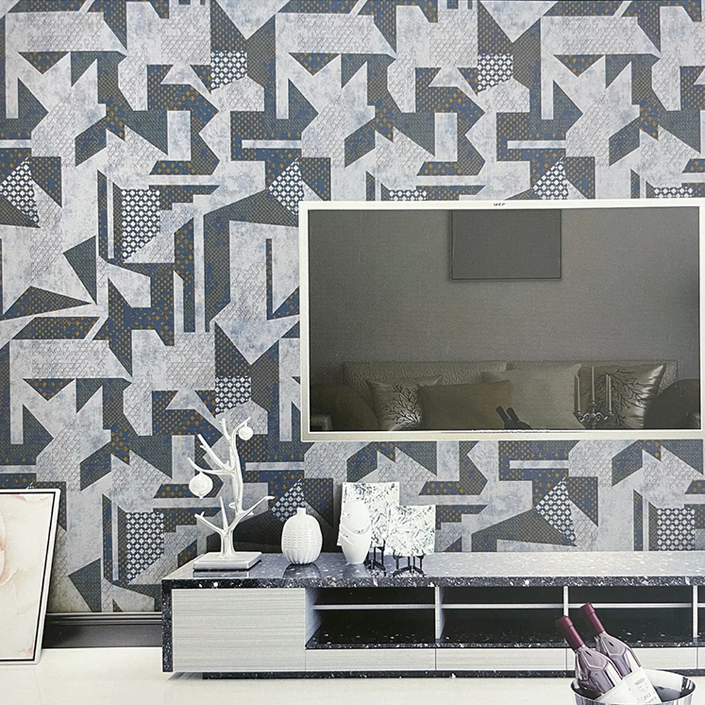 

3D Geometric Wallpaper Black Grey Wall Paper Modern Stripes Triangles Pattern Bedroom Living Room Home Wall Decor Abstract Art