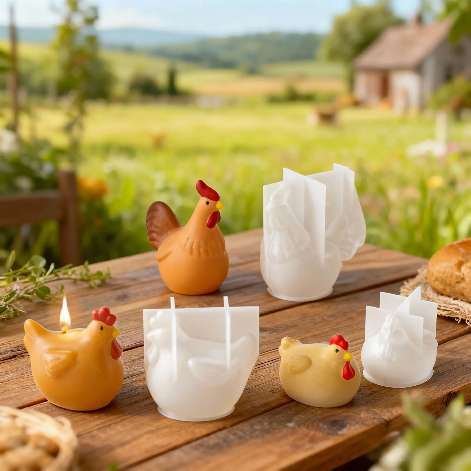 Molde de silicona para vela de pollo 3D, bonito pollo, artesanías, molde de cemento de resina de yeso, herramienta de fabricación de jabón de animales DIY para decoración del hogar de Pascua