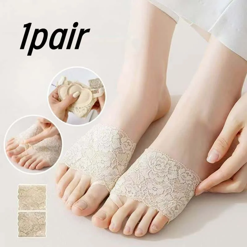 Women's High Heel Lace Forefoot Pads, 1 Pair, Half Pads, Foot Care, Breathable, Invisible Seamless Socks, Suitable for Spring and Summer, Women's Socks