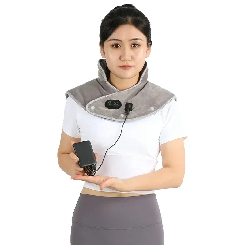 Electric Heating Shoulder Neck Pad Cervical Wrap Three Gear Thermal Compress Massager Vibration Shawl Warm Back Tool Relax Brace