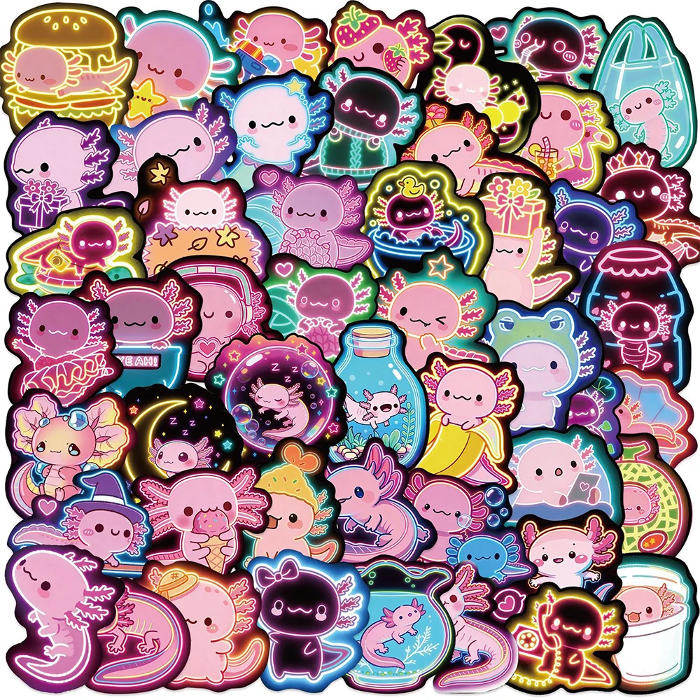 10/30/50/100pcs Funny Cartoon Animal Axolotl Graffiti Waterproof Stickers Laptop Scrapbook Phone Diary Decoration Sticker Decals