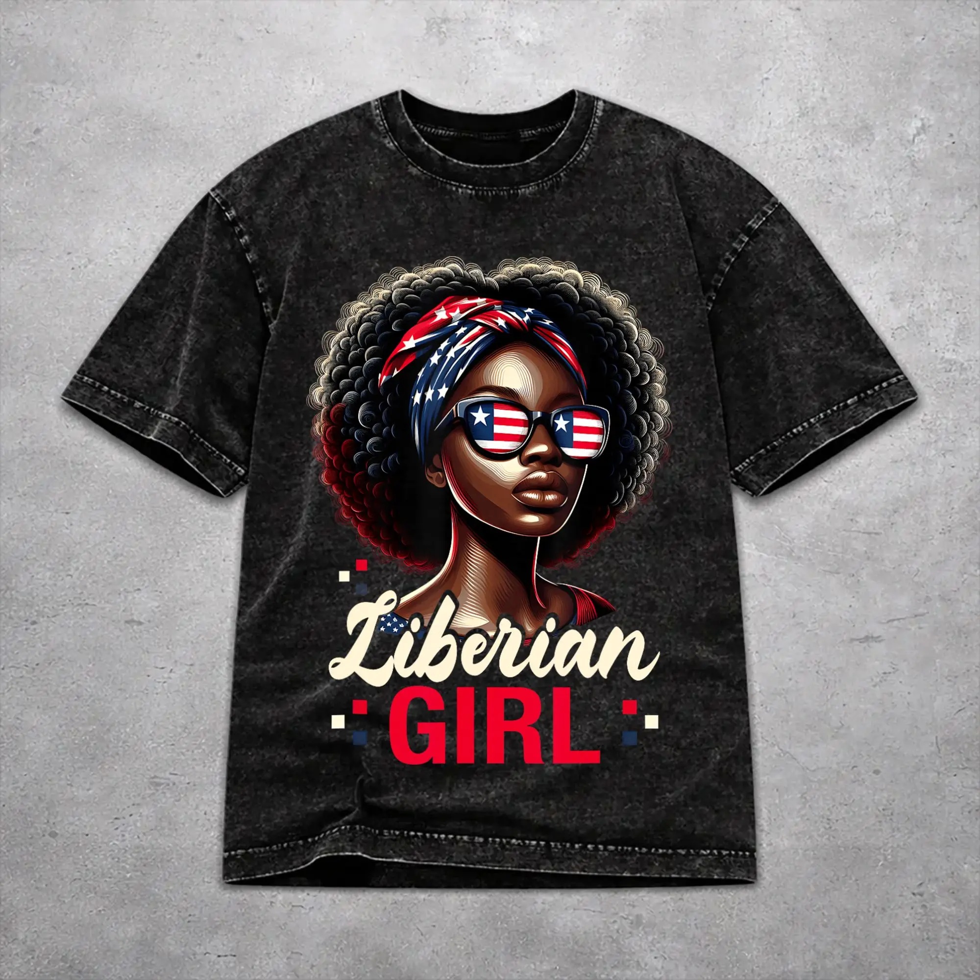 Men Women Harajuku Washed T-shirts Liberia Independence Day Print Shirt Apparel Harajuku  Tee Shirts