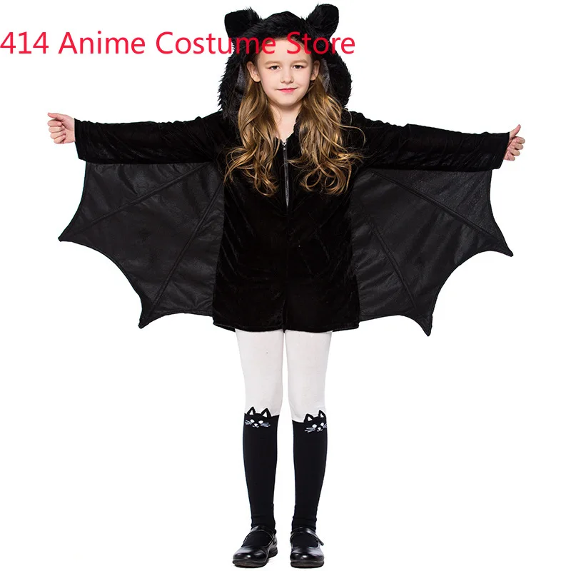 Halloween Carnival Kids Children Black Bat Vampire Costumes for Boy Girl Teen Short Fantasia Infantil Cosplay Costume