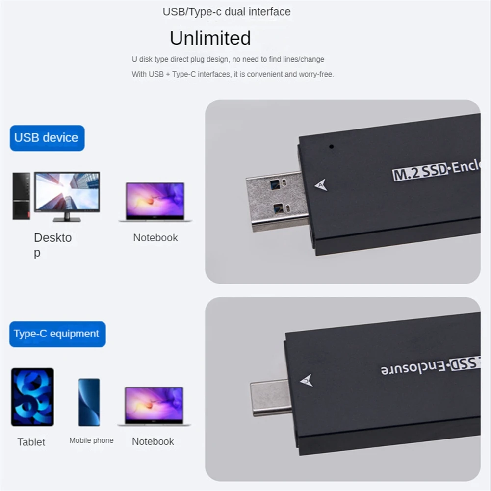 

Корпус для SSD M.2 USB 3.1 Type C, внешний корпус для жесткого диска, чехол для 2230 2242, для Windows/Linux-AEF7