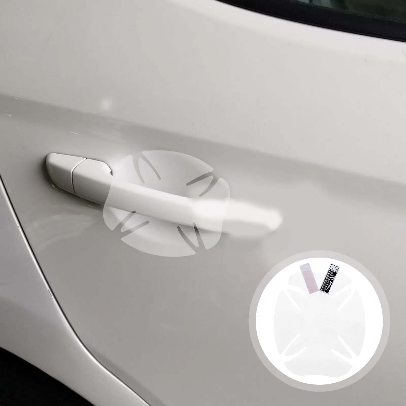 10Pcs Car Handle Protector Transparent PVC Door Handle Film Strong Adhesion Concave Shape Match Scratch Resistant for All Car