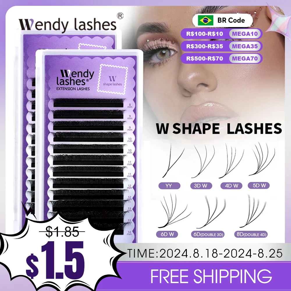 

Wendy Lashes YY Shape Наращивание ресниц Автоматическое цветение W Shape Bloom 3D 4D 5D 6D 8DPremade Supplies Черные ресницы Cilios 5D