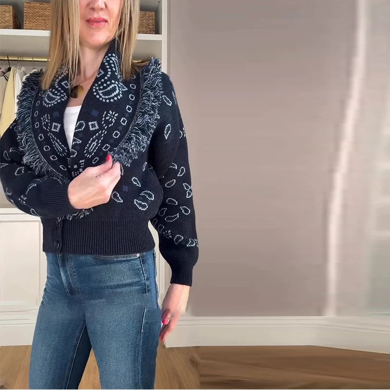 Elegant Knit Jacquard Tassel Belt Cardigan Women Lace Up Lapel Long Sleeve Warm Sweater 2026 Autumn Winter Lady Knitwears New 31 Sbeb23c72385243d7b582e99e64de3290S