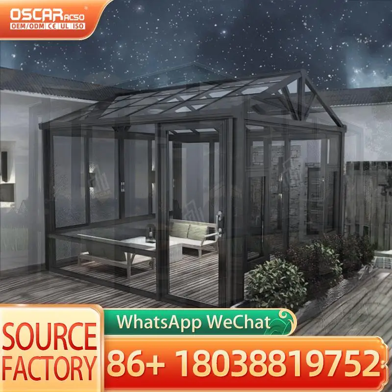 All Weather Glass Sunroom with Durable Aluminum Frame Windproof Rainproof for Outdoor Villa Terrace Garden Space 1year Warranty