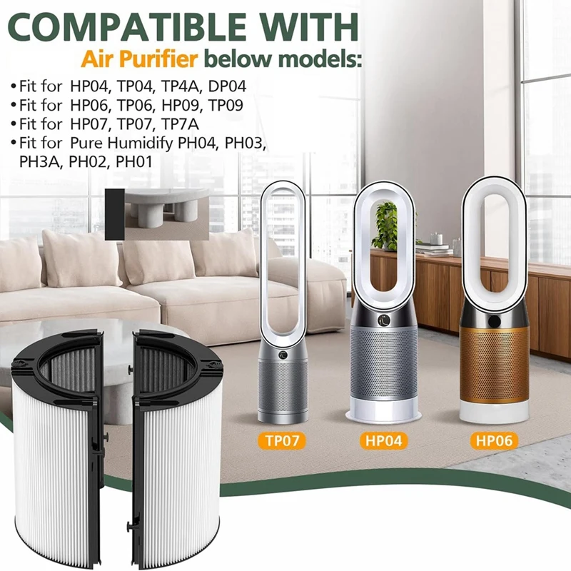 2 In 1 HEPA And Carbon Filter For Dyson TP04 HP04 TP07 TP06 HP06 PH02 PH01 PH03 PH04 HP09 TP09 HP07 Parts Air Purifier Filter view 3