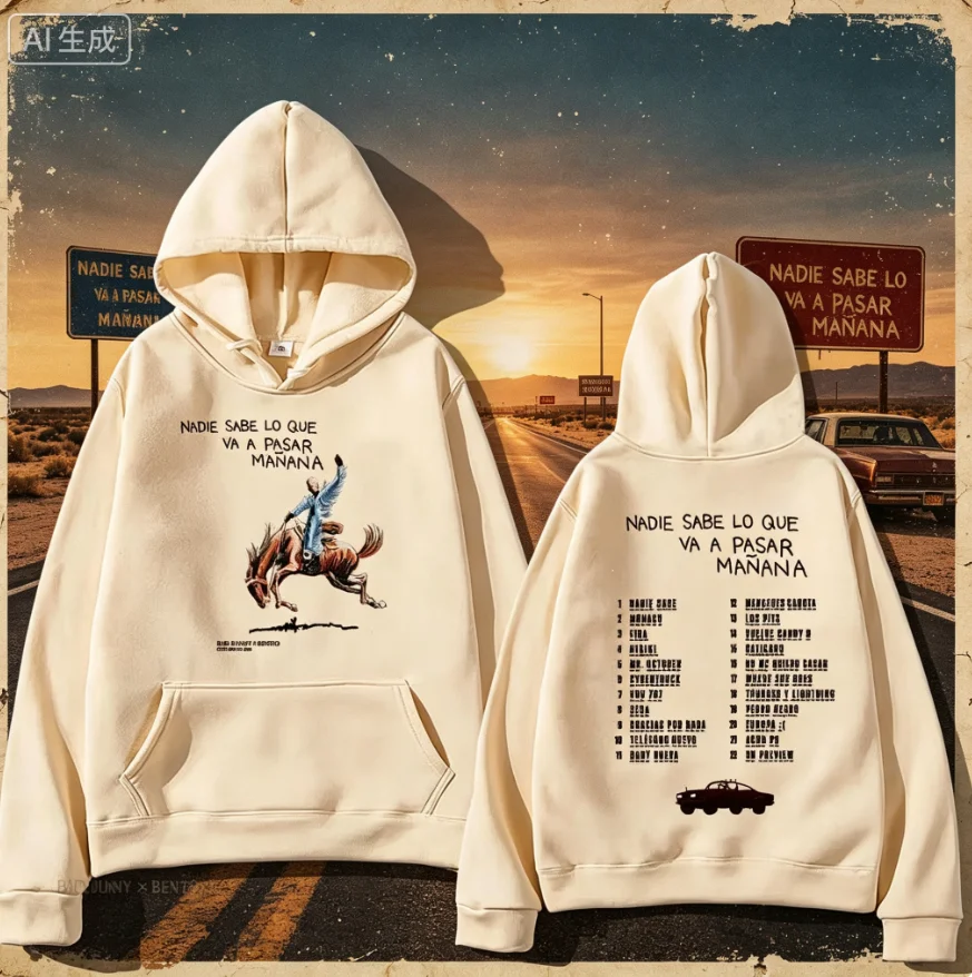 Bad Bunny RIP Hoodies Men/Women Clothing Sudaderas Album Nadie Sabe Lo Que Va Pasar Manana Sweatshirts Long Sleeve Autumn Hoody