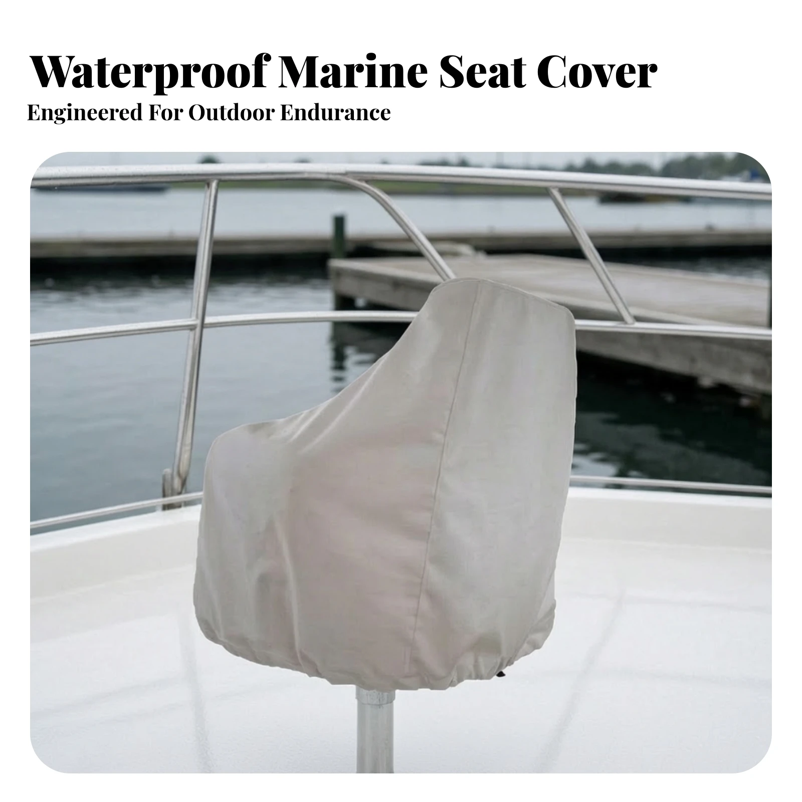 Boat Seat Cover with Elastic Hem Dustproof Boat Seat Cover with Drawstring Foldable Quick-Dry for Captains, Boats, Outdoor Decks