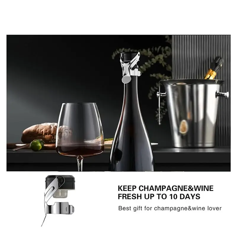 Champagne&Wine Bottle Stoppers Stainless Steel , Leak Proof Keep Fresh Reusable Saver, Cork Suitable 16 Pack Silver-AT30