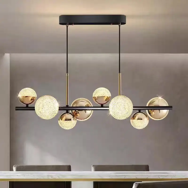 Long Strip Restaurant Chandelier Light Luxury Style Lamp Simple Modern One-Character Bar Lamp Design Sense Office Lighting Creat