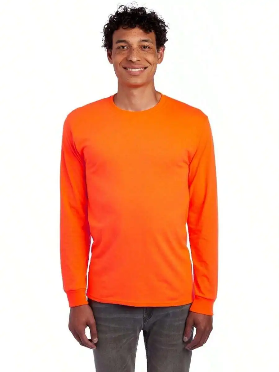 Mens Cotton Blend Long Sleeve T-Shirt Moisture Wicking Odor Resistant UPF 30+ Casual