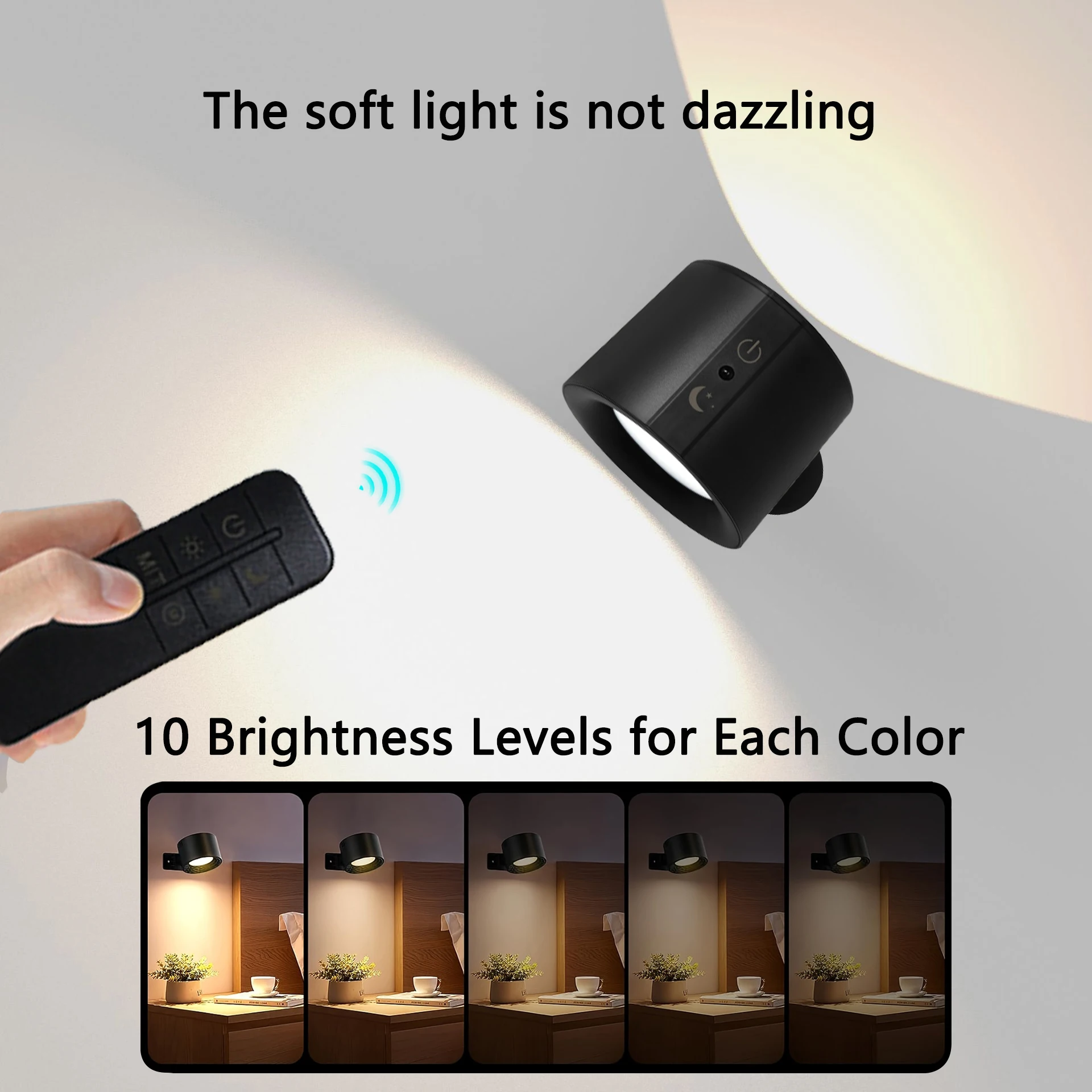 USB Rechargeable Led Wall Lamp Touch Control 360 Rotatable Wireless Portable Night Light For Bedside Bedroom Reading Lamp