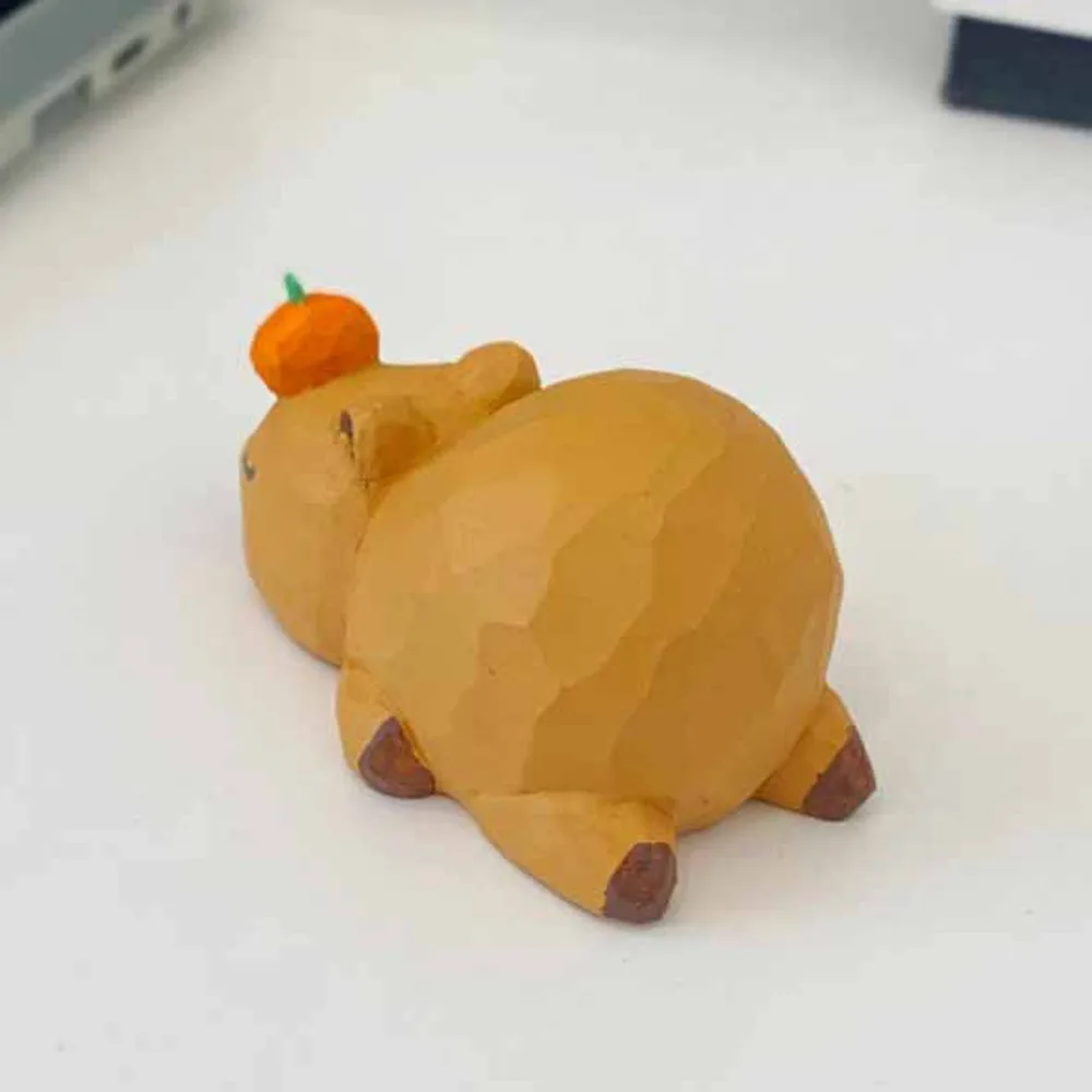 Keychain Carving Capybara Ornament Crafts Figure Capybara Animals Ornament Small Cartoon Simulation Capybara Model Children Toys