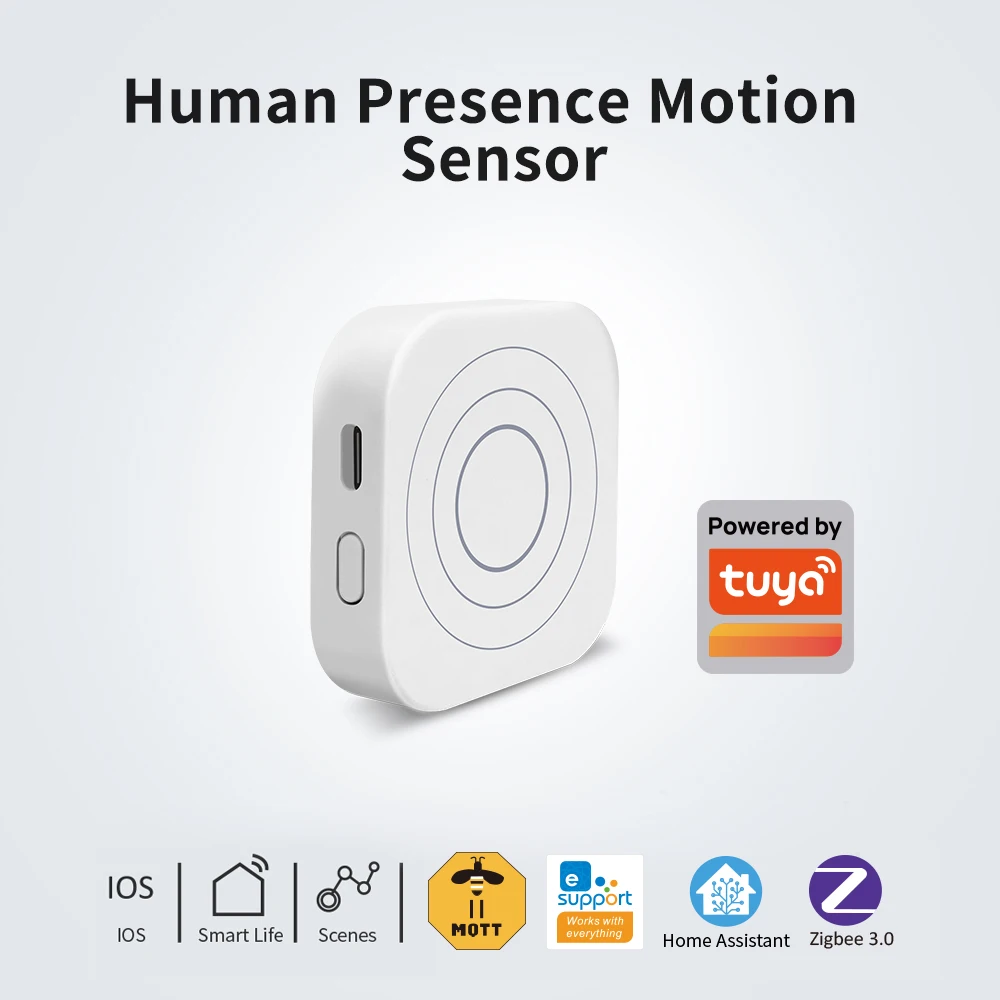 

Lincukoo Tuya ZigBee Smart Human Presence Motion Sensor and detection 120 degrees for Home Security Supports Smart Life MQTT